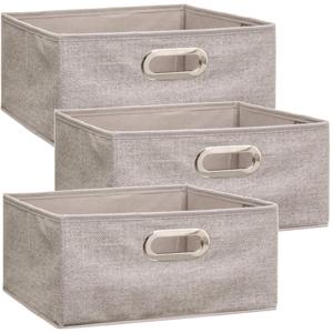 Opbergmand/kastmand - Set van 4x stuks - beige - linnen - 14 liter - 31 x 31 x 15 cm - Opbergbox - V