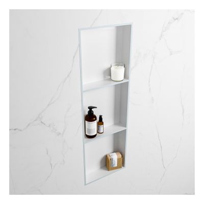 Wandnis Solid Surface Easy | In- en opbouw | 30x90x8 cm | 3 vakken | Clay/Talc