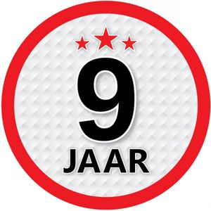 9 jaar leeftijd sticker rond 15 cm verjaardag versiering