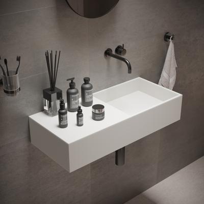Wastafel Ideavit Solidplan 75x32,5x15 cm Solid Surface Mat Wit Ideavit