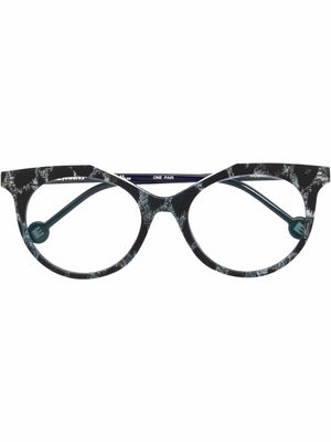 L.A. EYEWORKS lunettes de vue à monture ronde bicolore - Noir