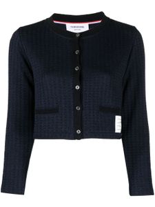 Thom Browne cardigan crop à carreaux en jacquard - Bleu