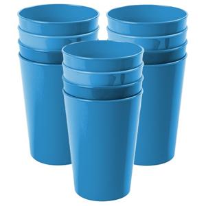 Onbreekbare drinkglazen - set 12x stuks - kunststof - blauw - 300 ml - camping/outdoor/kinderen