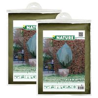 Plantenhoes met trekkoord - 6x stuks - H100 x D50 cm - groen - anti-vorst planten beschermhoes - thumbnail