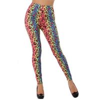 Gekleurde luipaard verkleed legging voor dames One size  -