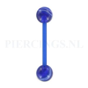 Tongpiercing flexibel marmer blauw