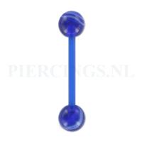 Tongpiercing flexibel marmer blauw