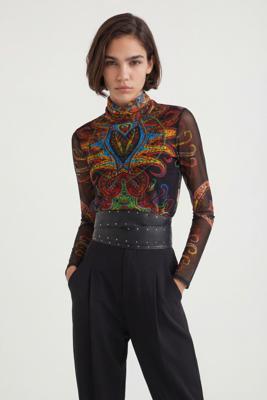 Slim fit tule T-shirt - BLACK - M