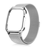 Milanese lus magnetische roestvrijstaal horlogebandje met frame voor Apple horloge serie 4 40mm (zilver)