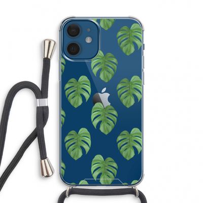 Monstera leaves: iPhone 12 mini Transparant Hoesje met koord