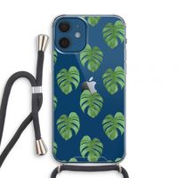 Monstera leaves: iPhone 12 mini Transparant Hoesje met koord