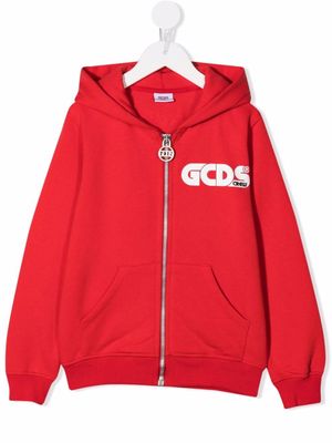 Gcds Kids hoodie zippé à logo imprimé - Rouge