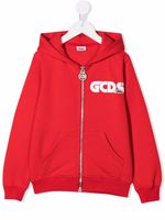 Gcds Kids hoodie zippé à logo imprimé - Rouge