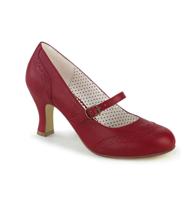 Pin Up Couture Pleaser Kitten Heel Flapper Pumps Red-42(EU)/12(US)