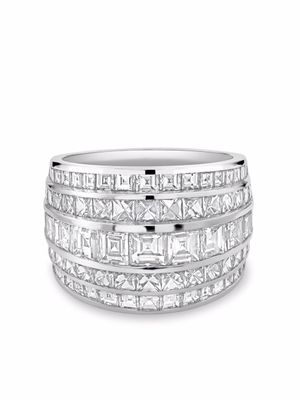 Pragnell bague Manhattan Classic en platine pavée de diamants - Argent