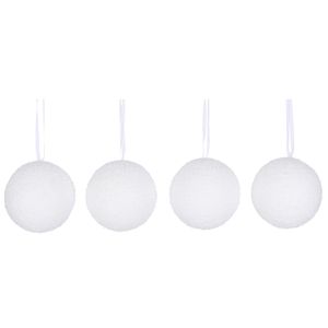 4x Witte sneeuw kerstballen van foam 8 cm