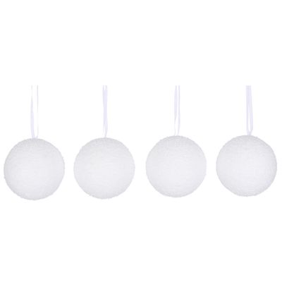 4x Witte sneeuw kerstballen van foam 8 cm