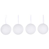 4x Witte sneeuw kerstballen van foam 8 cm - thumbnail