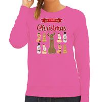 Foute Kersttrui/sweater voor dames - All I want for Christmas - roze - piemel/penis