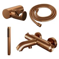 Opbouwset Bad- en Douchekraan Brauer Copper Edition Thermostatisch Met Wandhouder Geborsteld Koper Brauer - thumbnail