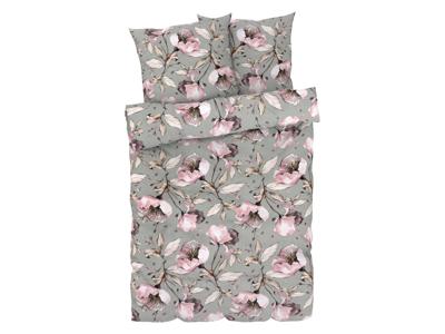 LIVARNO home Satijnen dekbedovertrek 200 x 200 cm (Bloemen/groen)