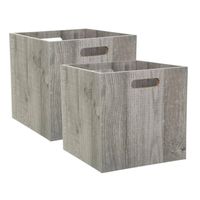 Set van 2x stuks opbergmand/kastmand 29 liter grijs/greywash van hout 31 x 31 x 31 cm - Opbergmanden