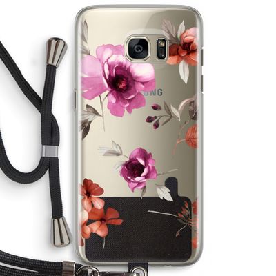 Geschilderde bloemen: Samsung Galaxy S7 Edge Transparant Hoesje met koord