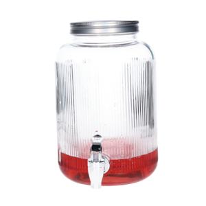 Drank dispenser/limonadetap - met tapje - glas - 4 L - zilver - h25 x d16 cm