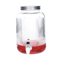 Drank dispenser/limonadetap - met tapje - glas - 4 L - zilver - h25 x d16 cm