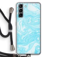 Waterverf blauw: Samsung Galaxy S21 Transparant Hoesje met koord