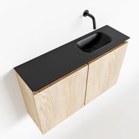 Toiletmeubel Mondiaz Ture | 80 cm | Meubelkleur Washed oak | Eden wastafel Urban Rechts | Zonder kraangat