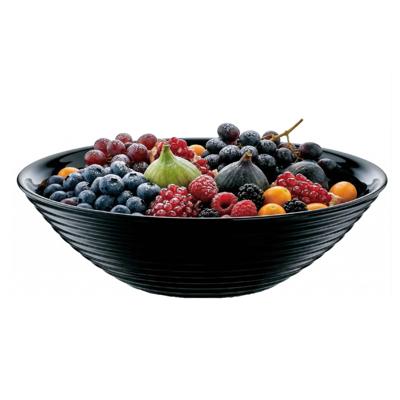 Fruitschaal van zwart glas 28 cm
