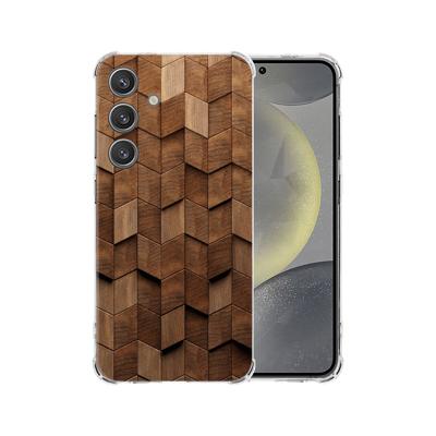 Samsung Galaxy S25 Hoesje - Wooden Cubes TPU Antishock Samsung Galaxy S25 Hoesje - Wooden Cubes TPU Antishock