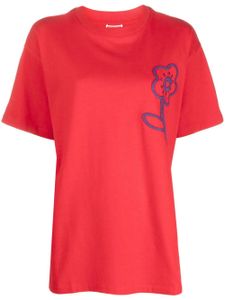 Kenzo t-shirt en coton à fleurs brodées - Rouge