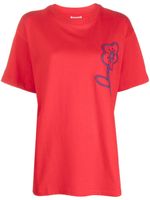 Kenzo t-shirt en coton à fleurs brodées - Rouge