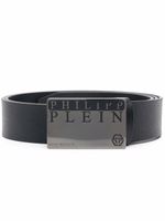 Philipp Plein ceinture en cuir à boucle logo - Noir - thumbnail