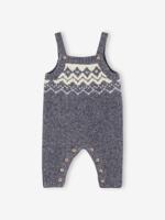 Salopette van jacquard tricot jongensbaby leiblauw Salopette van jacquard tricot jongensbaby leiblauw