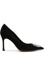 Amina Muaddi escarpins Camelia 90 mm en daim - Noir - thumbnail