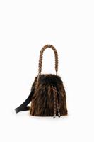 Kleine bucket bag van imitatiebont - BROWN - U