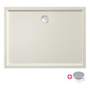 Douchebak Xenz Mariana | 150x100x4 cm | Incl.Afvoersifon-Chroom | Acryl | Rechthoekig | Pergamon glans