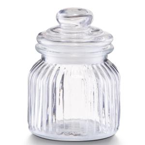 Zeller Voorraadpot - glas - 600 ml - relief - 11 x 14,5 cm - rond - bewaarpot