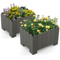 2 Stuks Plantenbak Weerbestendig HDPE Tuinbloembak Rechthoekig met Afvoergaten Plantenbak Bloembak 45 x 32 x 30 cm (Grijs)