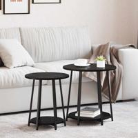 Bijzettafelset met plank 2 pcs Zwart eiken 50 x 50 x 51 cm