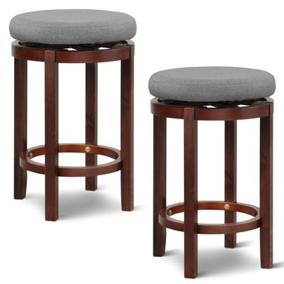 Set van 2 Barkrukken 360 Graden Draaibaar Gestoffeerd Keukenstoelen Hout Hoogte 66 cm Vintage