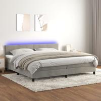 Boxspring met matras en LED fluweel lichtgrijs 200x200 cm