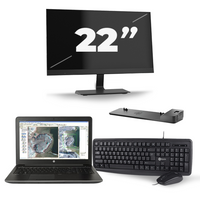 HP ZBook 15 G3 - Intel Xeon E3-1505M - 15 inch - 8GB RAM - 240GB SSD - Windows 11 Home + 1x 22 inch Monitor