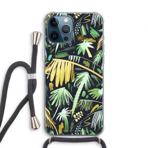 Tropical Palms Dark: iPhone 12 Pro Transparant Hoesje met koord