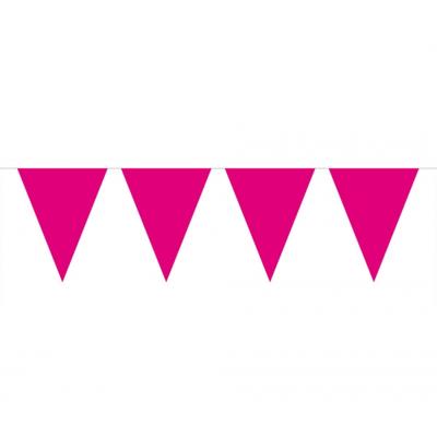 Party Vlaggenlijn puntvlaggetjes - kunststof - fuchsia - 10 meter - Slinger - versiering