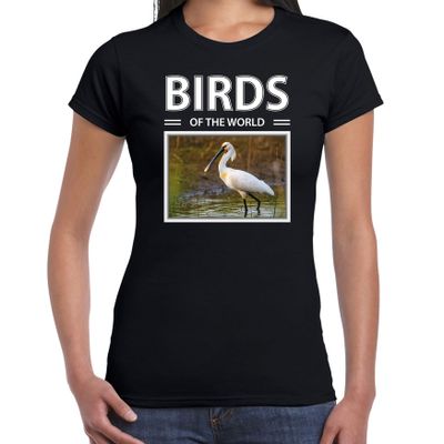 Lepelaars t-shirt met dieren foto birds of the world zwart voor dames