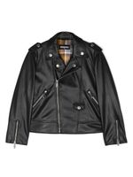 DSQUARED2 KIDS veste bomber en cuir artificiel à patch logo - Noir